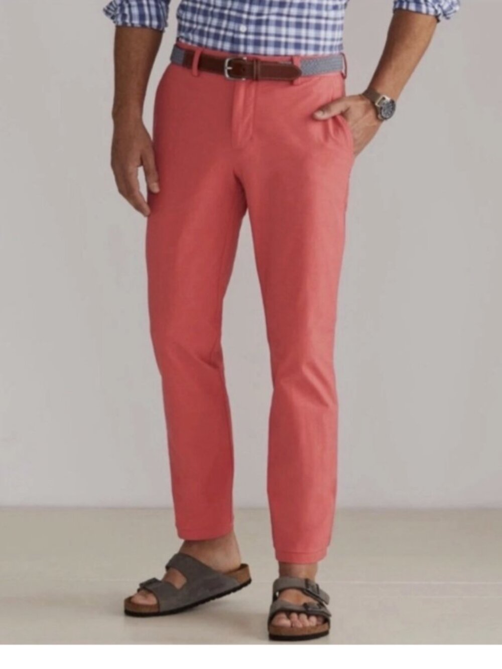 Vineyard Vines Mens Salmon Straight Loose Fit Flat Front Chino Pants 34 x 32